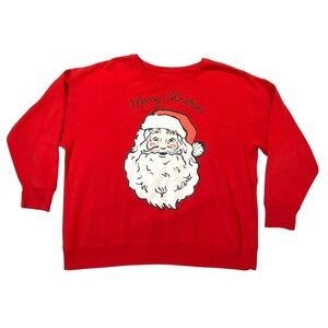 Holiday Time Kids Santa Claus Merry Christmas Red Crewneck Sweatshirt XL 16-18